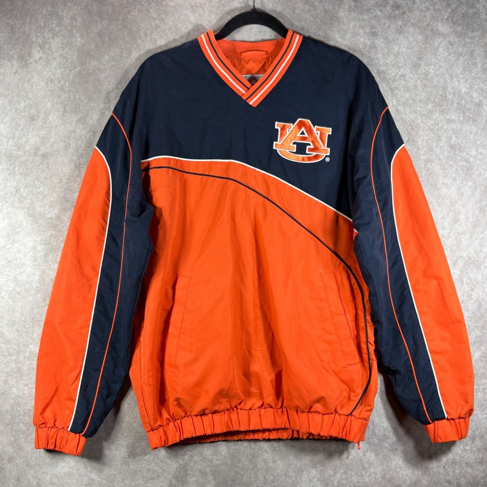 Auburn Tigers Windbreaker Mens Small Orange 58 Sports Pullover V-Neck Jacket
